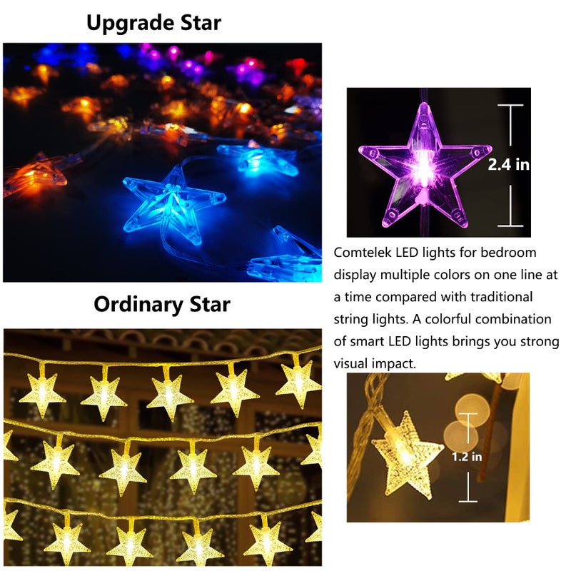 Comtelek Bed Canopy with LED Star Lights  Canopy Bed Curtain with RGB Color Changing String Lights with Smart App Control Remote for Princess Girls Bedroom  Suggested for Twin Full Queen King Bed - Image 4